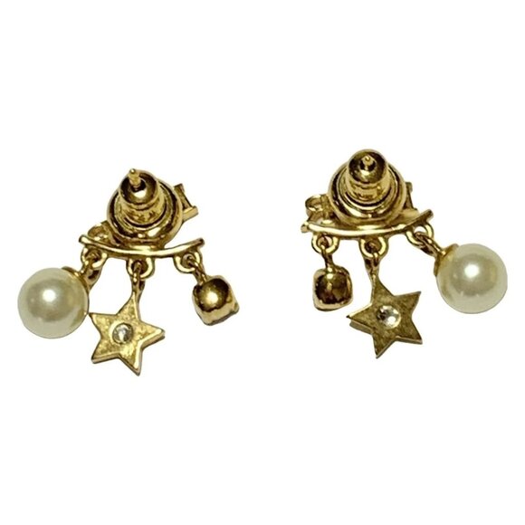 Christian Dio(r)evolution Gold Cream Clear Metal Resin Pearl Earrings 505-071225 - Picture 2 of 3